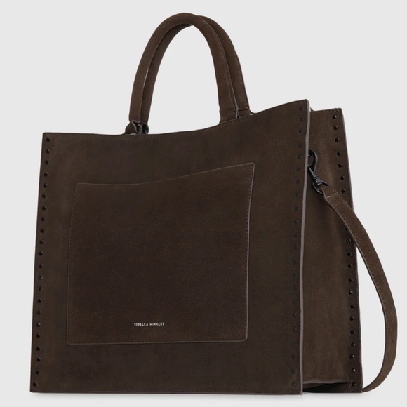 Rebecca Minkoff Suede Daren Tote Chocolate Brown - Picture 3 of 8